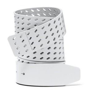 Oakley Men's Premium Leather Belt Strap With Perforated Holes - White